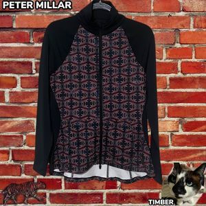 NWT $110 PETER MILLAR | Roaming Tigers | Active Peplum Top in Black | Size M